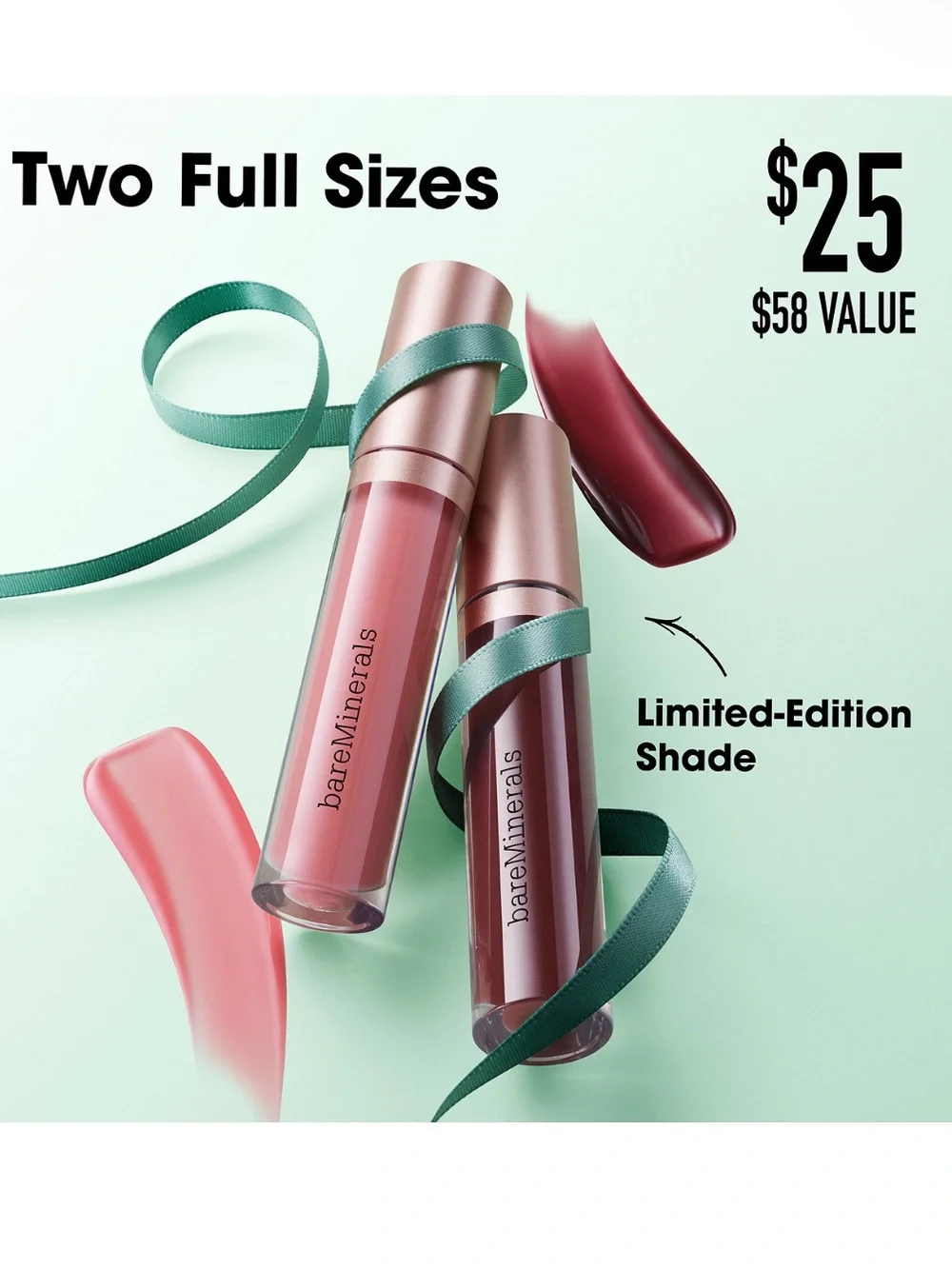 NEW bareMinerals 2-Pc. Gleam On Lip Gloss-Balm Set (Full size)